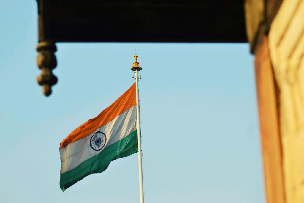 Indian wavering flag on a pole