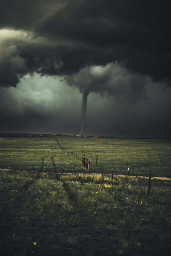 Storm hanging over plains