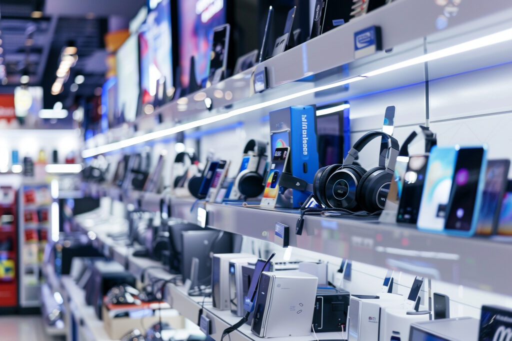Consumer electronics in shelves