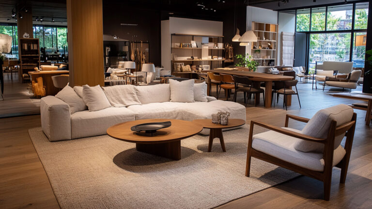 Living room design in furniture store